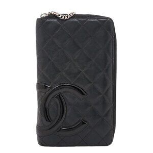 B-9. Chanel Cambon Ligne Zip Around Wallet Black